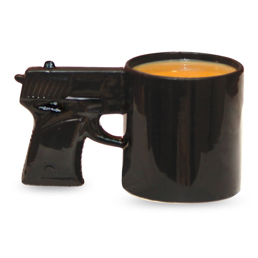 pistol handle coffee cup, pistol coffee mug, unique coffee mug, coffee mug gift