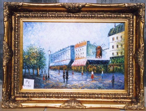 framed painting for sale, painting of a street, typical cityscape oil painting